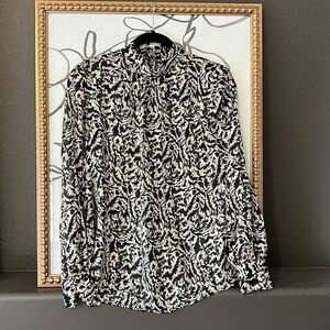 H&M High Neck Blouse Size Small Black White